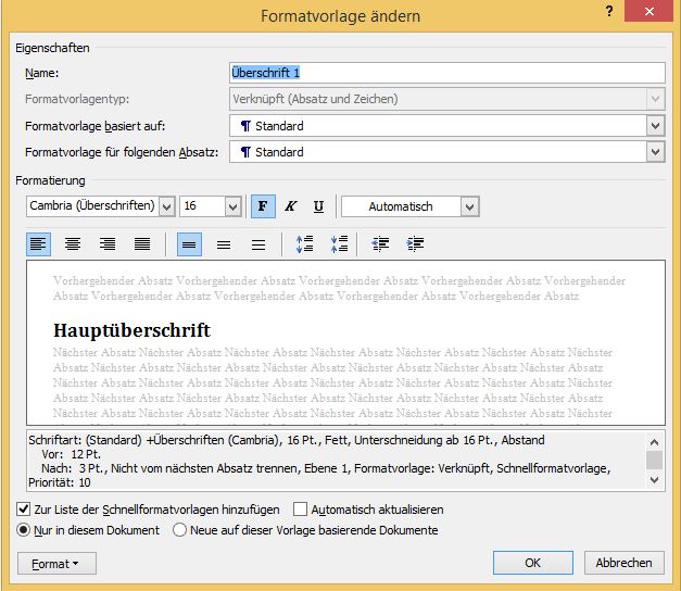 Ms word formatvorlagen sparen zeit bersetzungen gabriele klein